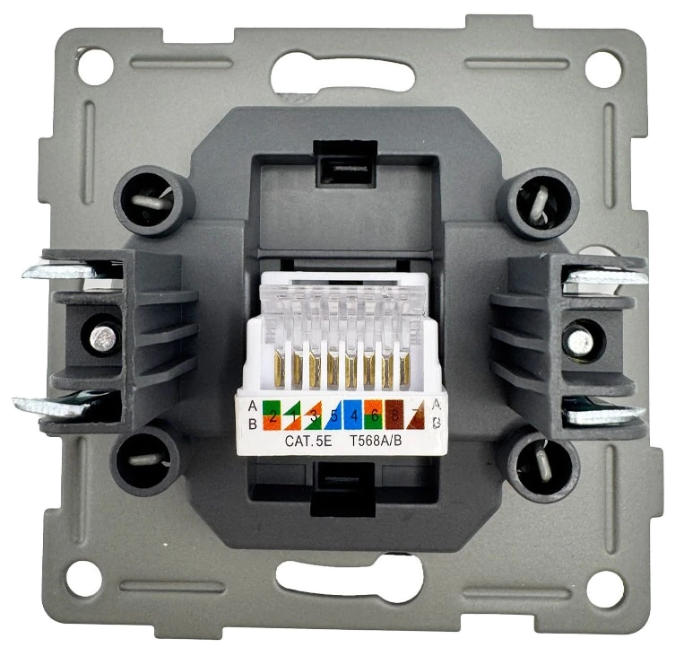 Розетка RJ45 1-я серая Софт-тач